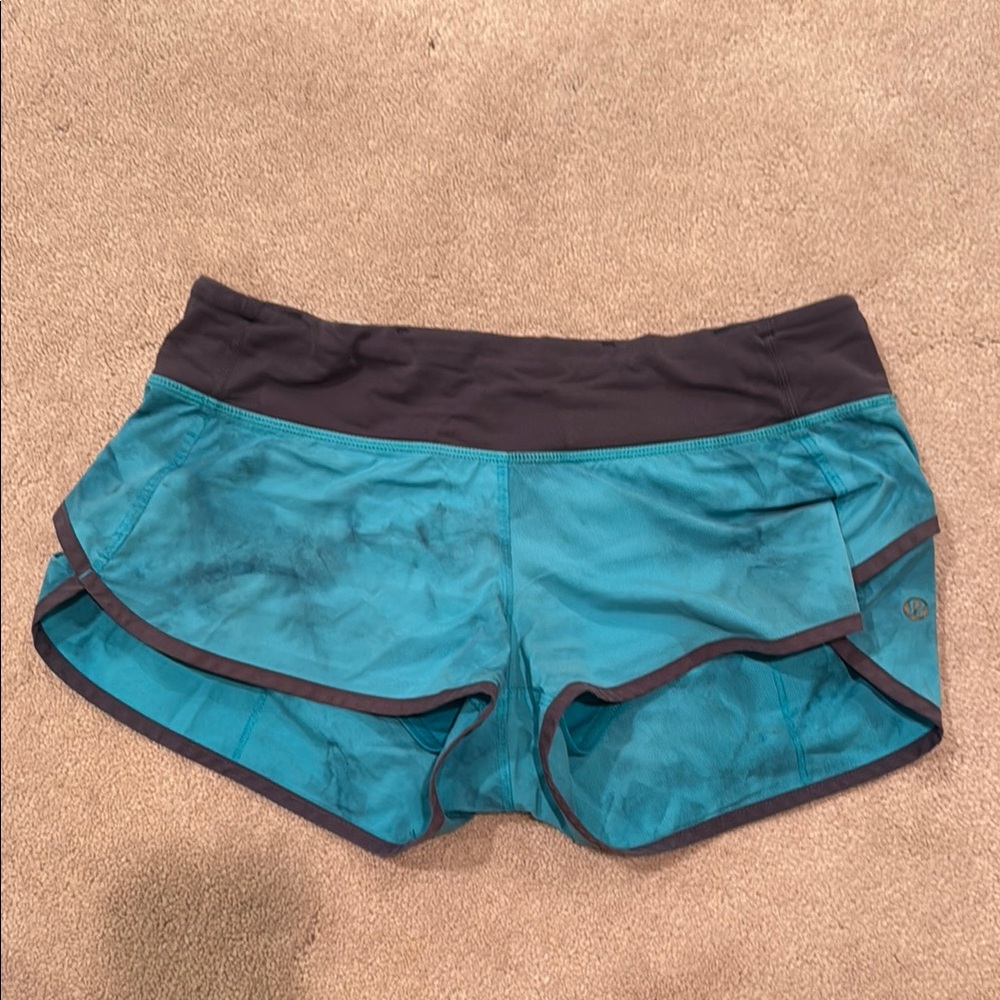 lululemon athletica Women's Aqua and Charcoal Athletic Shorts